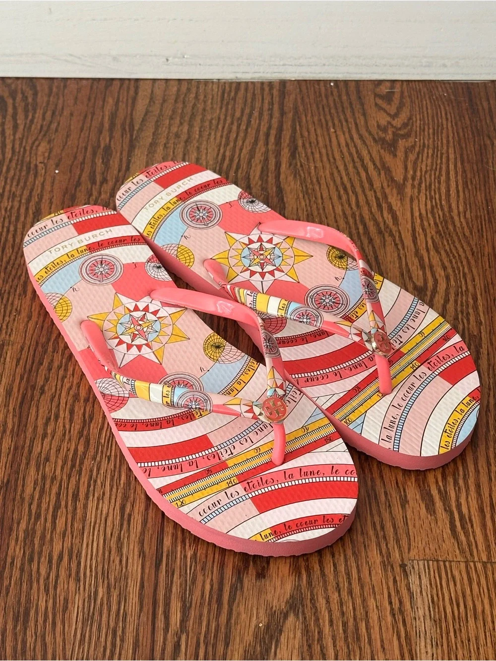 Tory Burch Pink Multi-Pattern Flip Flops